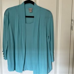 NWOT Chico’s Cardigan and tank set, robin’s egg blue - 2-PIECE